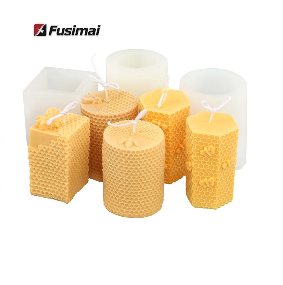 

Fusimai Beehive Candles Mould Honeybee Honeycomb Silicons Square Hexagonal Cylindrical Candle Mold