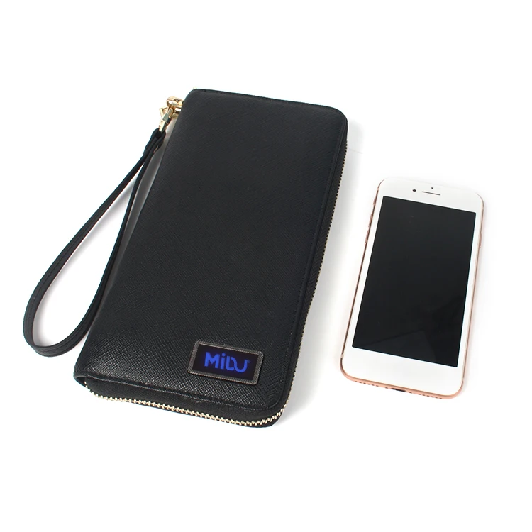 

Portable USB charging PU leather men smart power bank wallet wireless charging