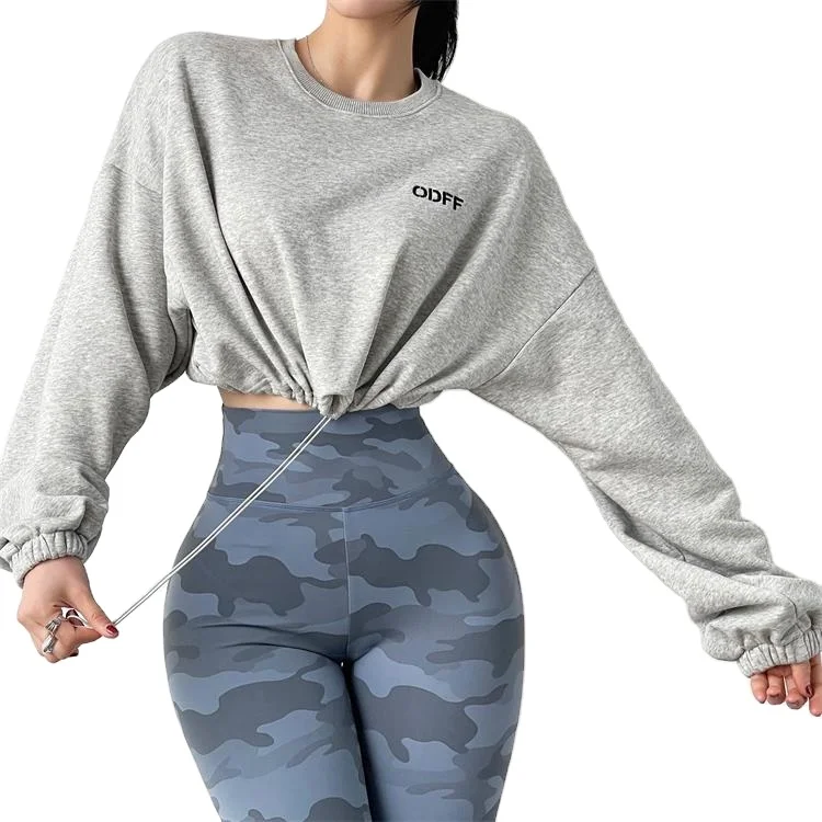 

wholesale sports sweater women short running fitness clothes long sleeve yoga crop tops, Picture shows