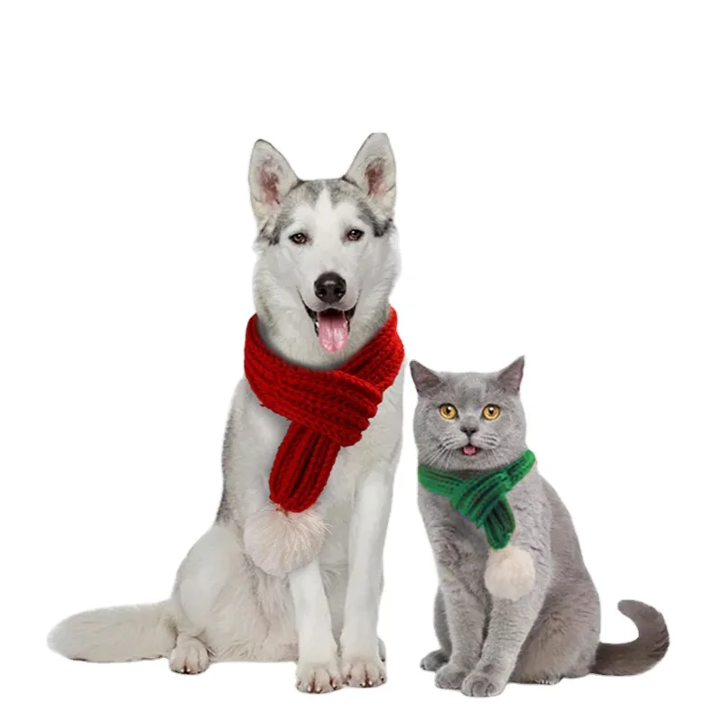 

Wholesale puppy cat scarf Christmas pet supplies supplies winter warm knitted pet dog scarf