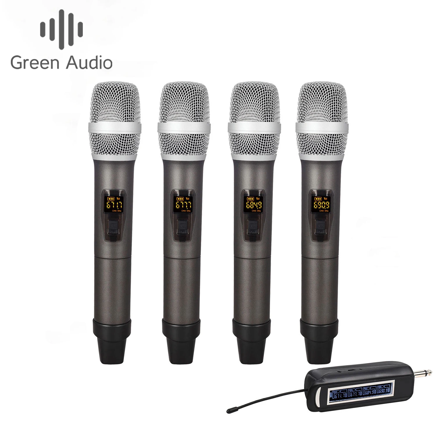 

GAW-RM50 Green Audio Wireless Microphone 4 Channels UHF Professional Handheld Mic Microphone For Party Karaoke Church Show Meeti