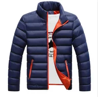

2019 Men's Down Cotton Jacket Coat Soild Color Brand Wild Padded Autumn Winter Male Fashion Big Size 5XL