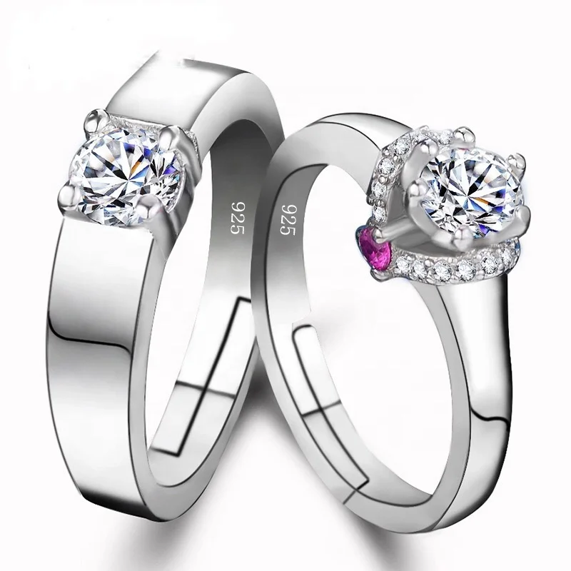 

New Wedding Rings for Women Men Silver-Color Couple Engagement Wedding Crystal Ring Jewelry Accessories