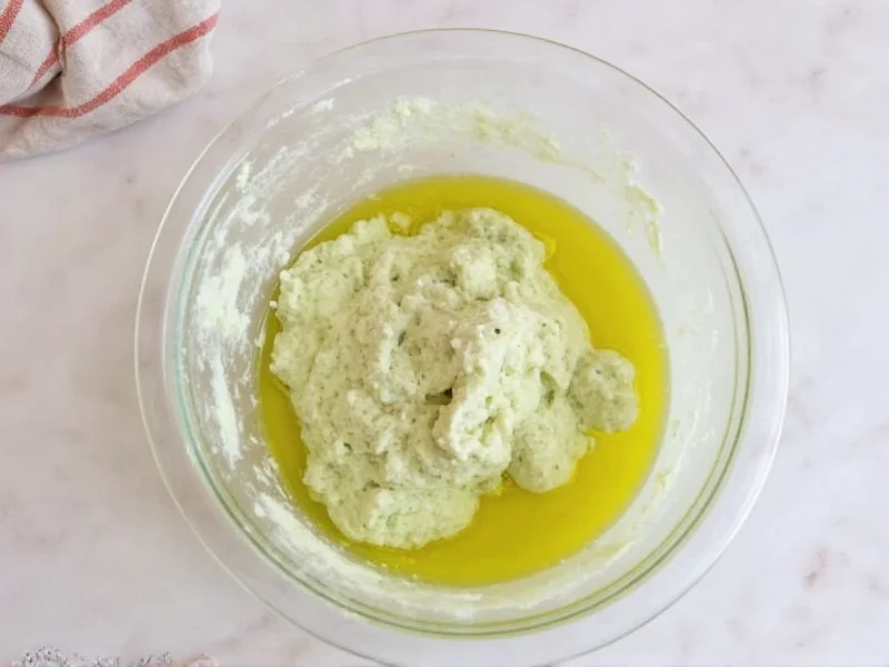 Mixing homemade leave in conditioner in glass bowl