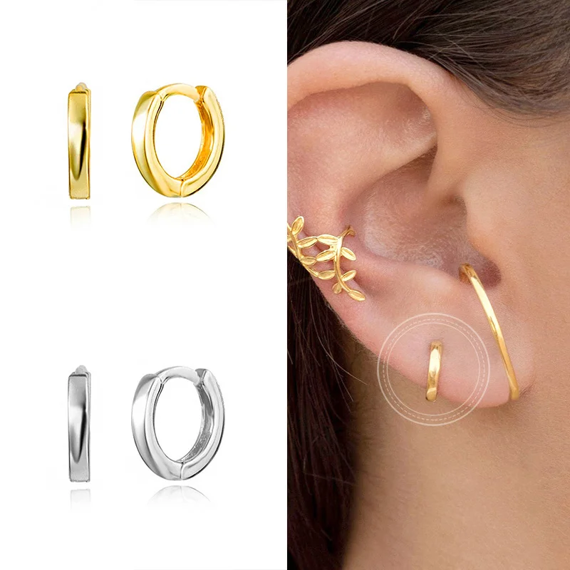 

Fashion Silver Jewelry Huggies Earring 14k 18k Gold Vermeil Huggies 925 Sterling Silver Plated Bold Hoop Earrings