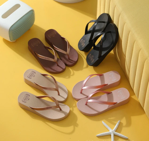 

New fashion pvc daily slippers summer beach slide sandal flip-flops for women, Coffee/pink/black/rude