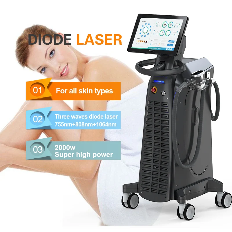 

Taibo 2023 new update 4 Wavelength triple Ice Diode Laser Hair Removal Machine 1600W 808nm Laser Diode Price