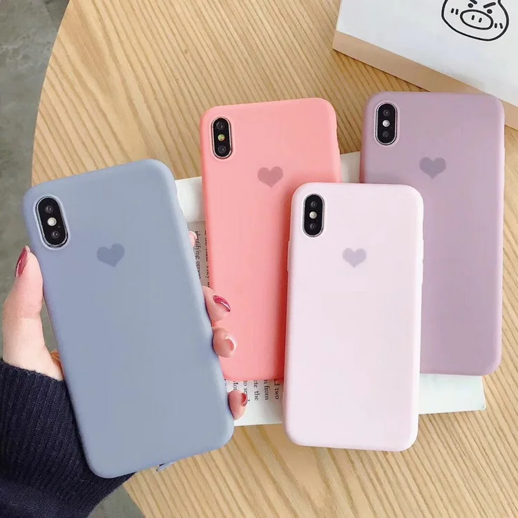 

For iPhone Case Solid Color Simple Love X Xs Max / Xr /8plus Women Silicone Soft Phone Covers