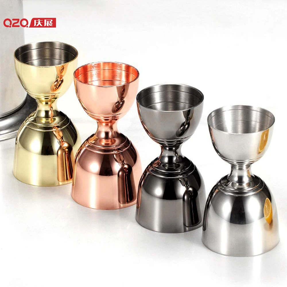 

QZQ Bar Tool Mixed Drink Accessories Gold Stainless Steel Double Measure Cup Cocktail Bell Jigger