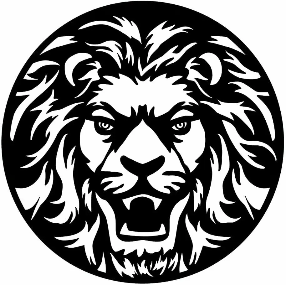 

Round Metal Wall Art Outdoor Indoor Lion Wall Metal Sculpture Decorative, Black