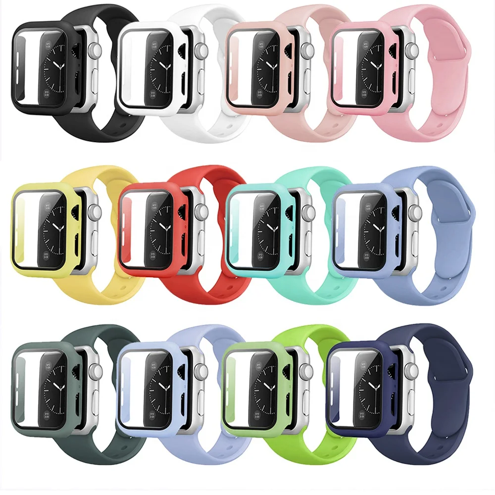 

2 in 1 Silicone Band and Hard Watch Case for Apple Watch Series 7 6 SE 5 41mm 45mm