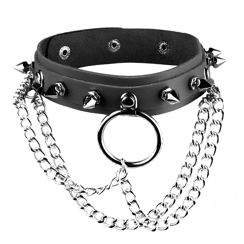 

iEFiEL Men Women PU Leather Adjust Choker Necklace Neck Collar Chain Spike Rivets Collar Rock Club