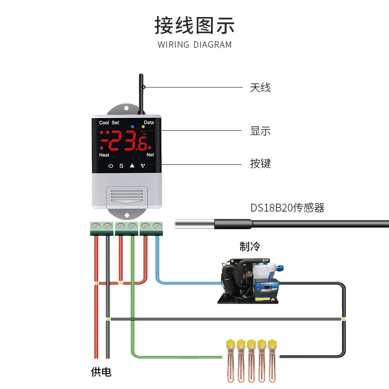 DTC2201 Digital AC110-230V APP WiFi Temperature Controller Thermostat Sensor 