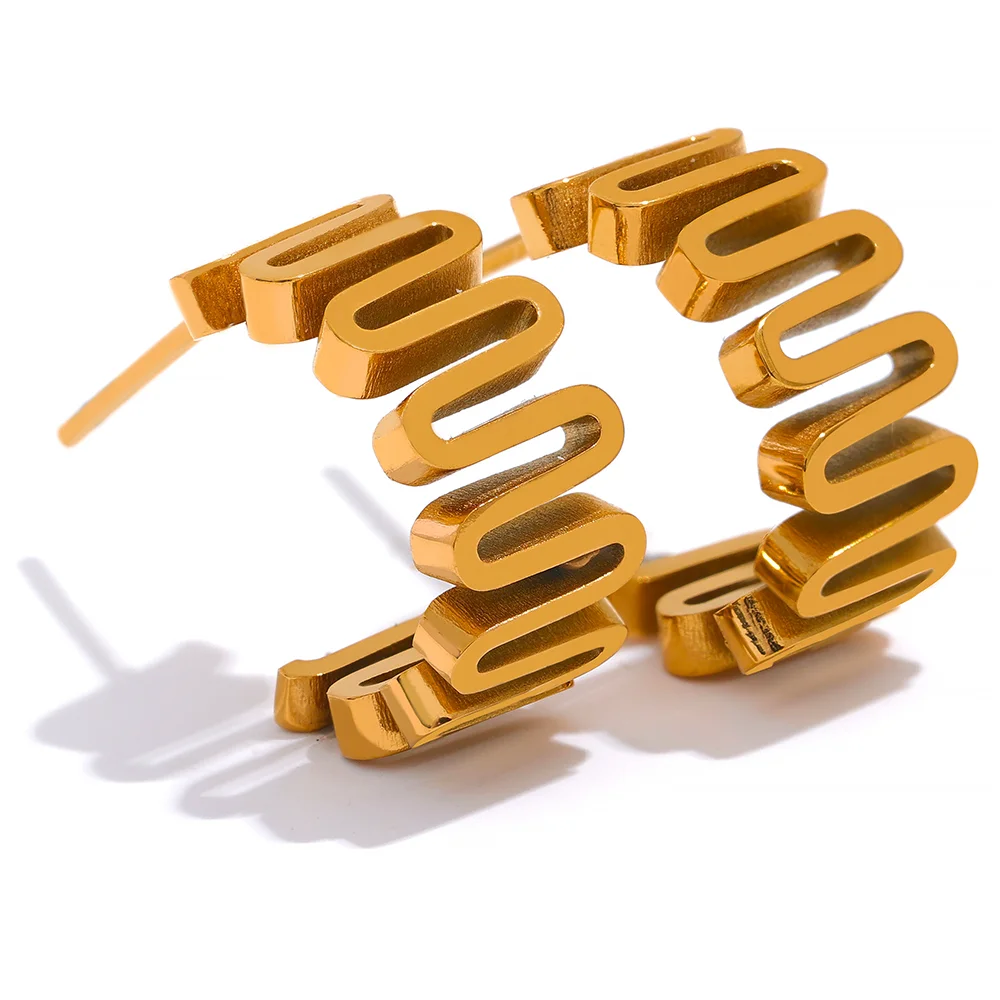 

JINYOU 2005 Minimalist Metal Twisted Gold Color Stainless Steel Geometric Small Hoop Earrings Rust Proof Fashion Vintage Jewelry