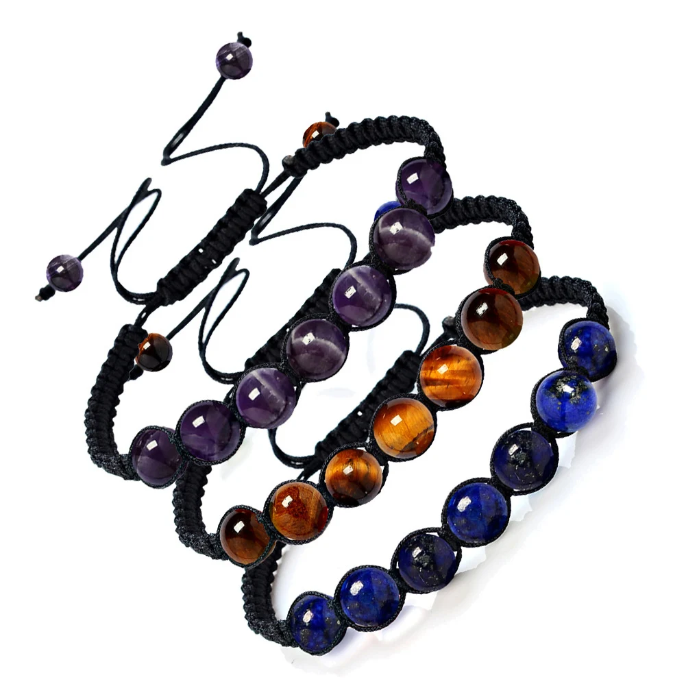 

Bestone Healing Crystal Stone Beads Adjustable Stone Chakra Rope Bracelet for Women