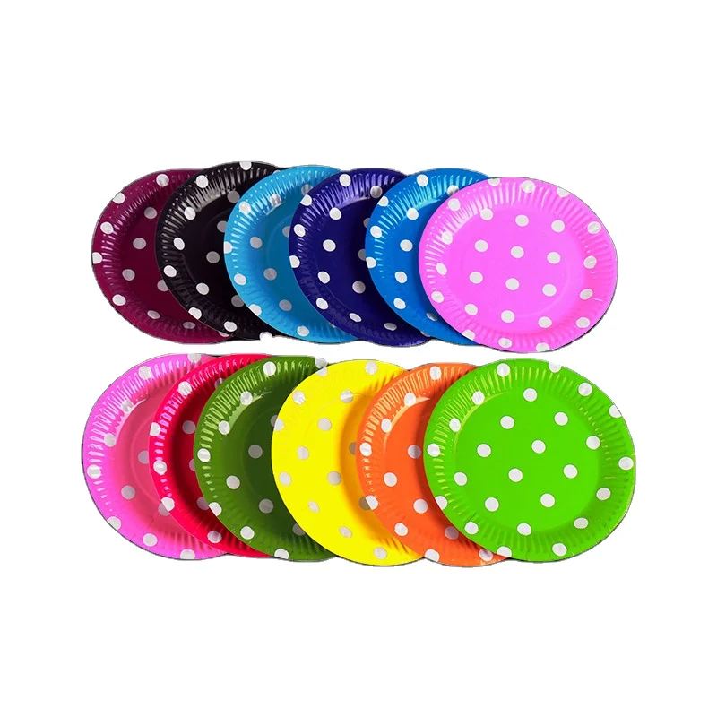 

7 inches spot cake paper plate round paper plate parti dispo, 11 colors