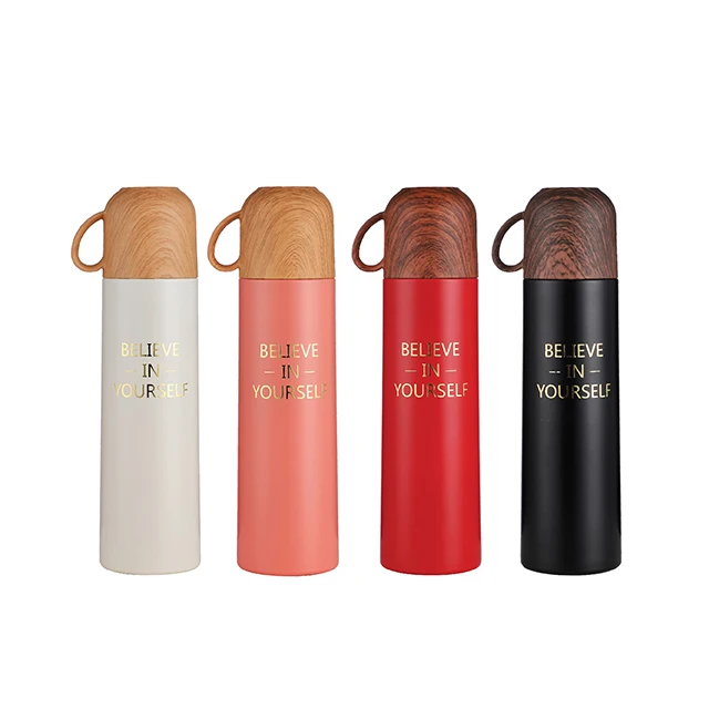 

500ml 17oz Double Wall SUS 304 Vacuum Bottle With Wooden PP Lid