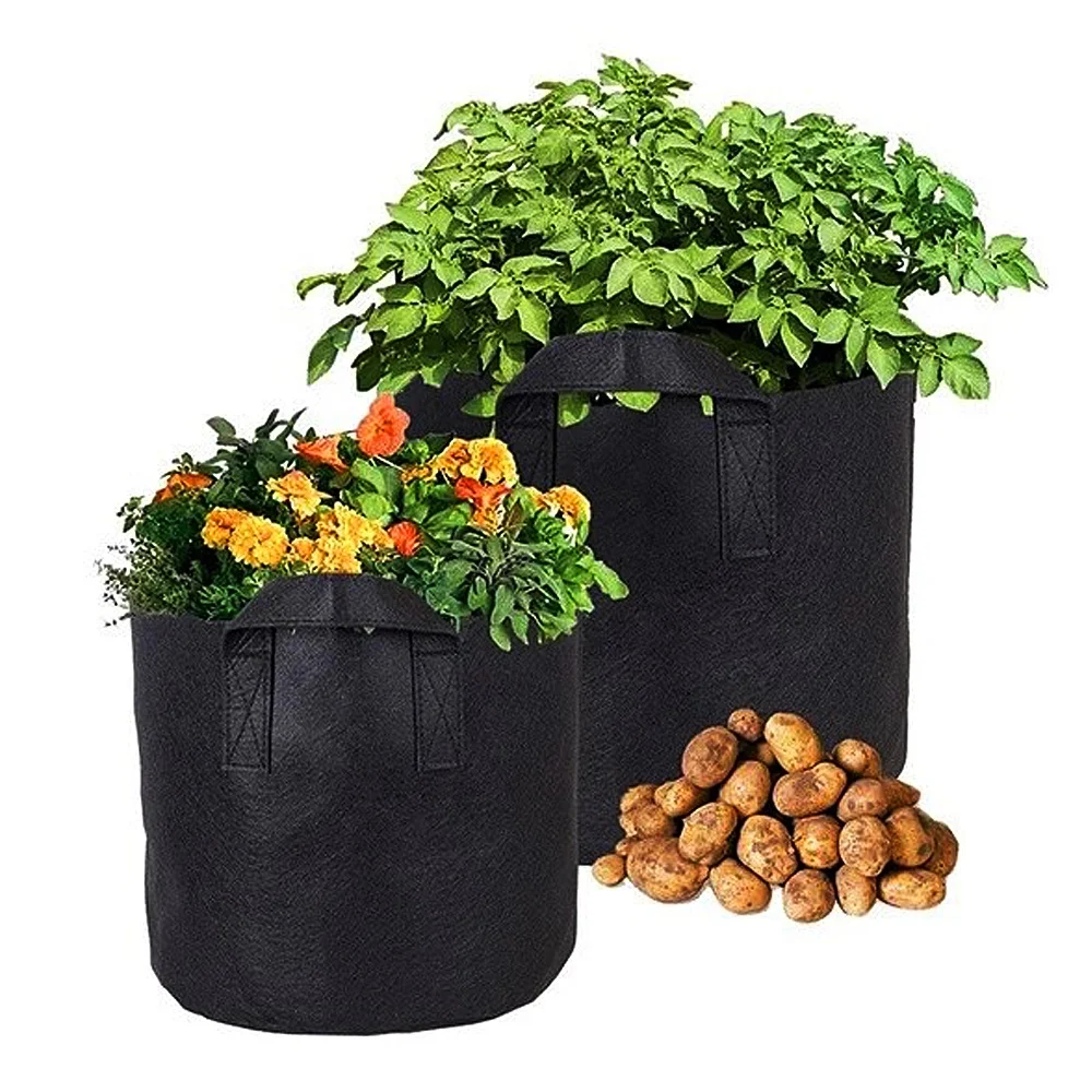 

Heavy Duty Thickened Nonwoven Aeration Fabric Pots Custom Plant Grow Bag for Gardening 5 Gallon Biodegradable Nursery Bags, Black, gray, white, green, brown, customized