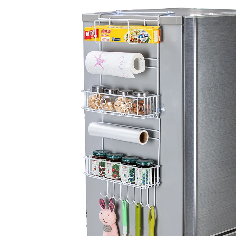 

Hanging 6 Tier Metal Refrigerator Side Storage Organizer Refrigerator spice rack Roll storage rack Plastic wrap storage rack