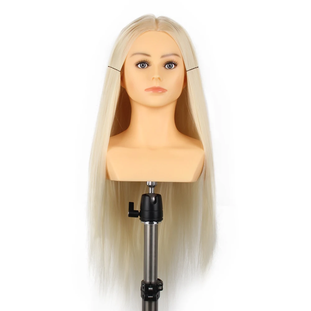 

Hairdressing barber mannequin training heads long hair white with shoulders