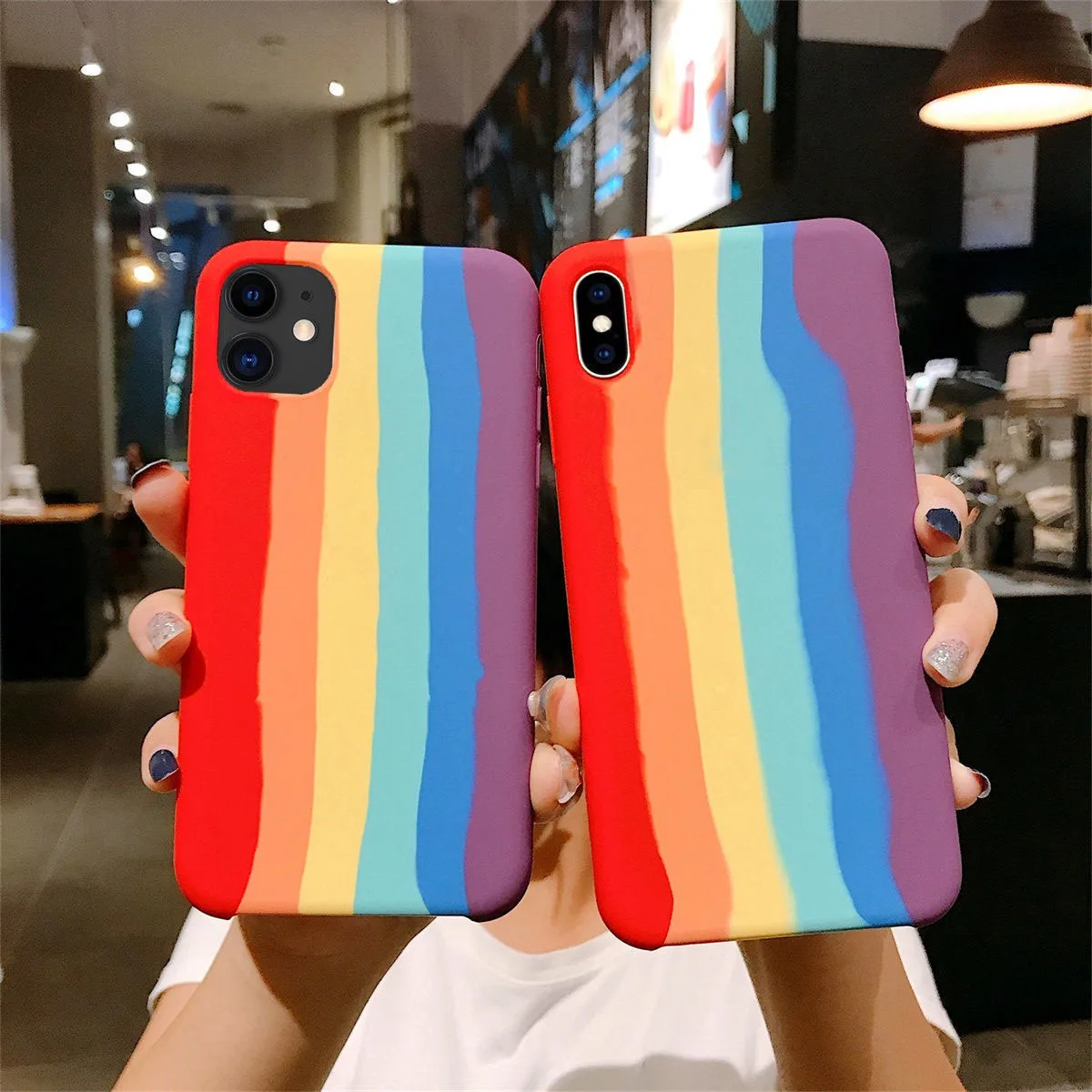 

Best selling rainbow liquid silicone phone case for Apple samsung Cover iphone 11 12 mini micro flannelette protective cover, 6 colors