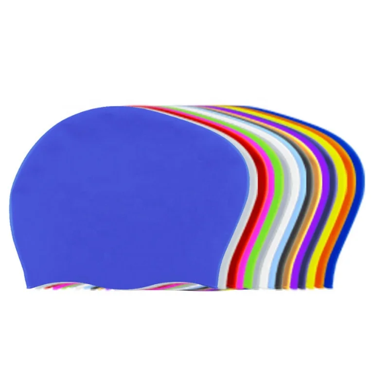 

Silicone high elasticity soft water drop swim cap for ear cover long hair, Blue/orange/white/black/yellow/red/gray etc.