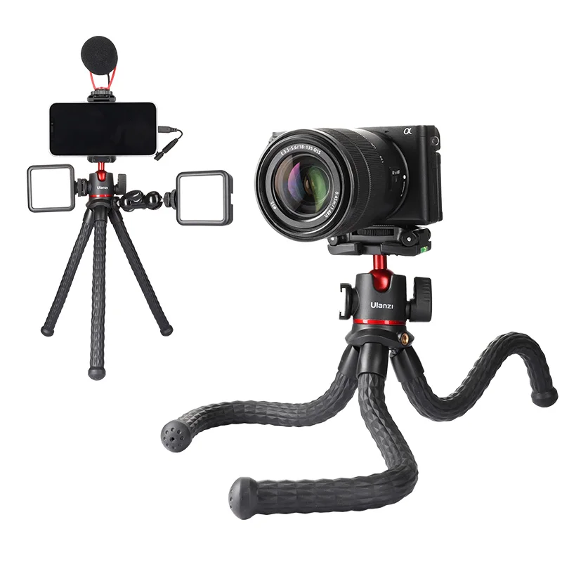 

New ULANZI MT-33 flexible Octopus Tripod with Cold Shoe Camera tripod Portable cell Phone Tripod stand for vlogging, Black