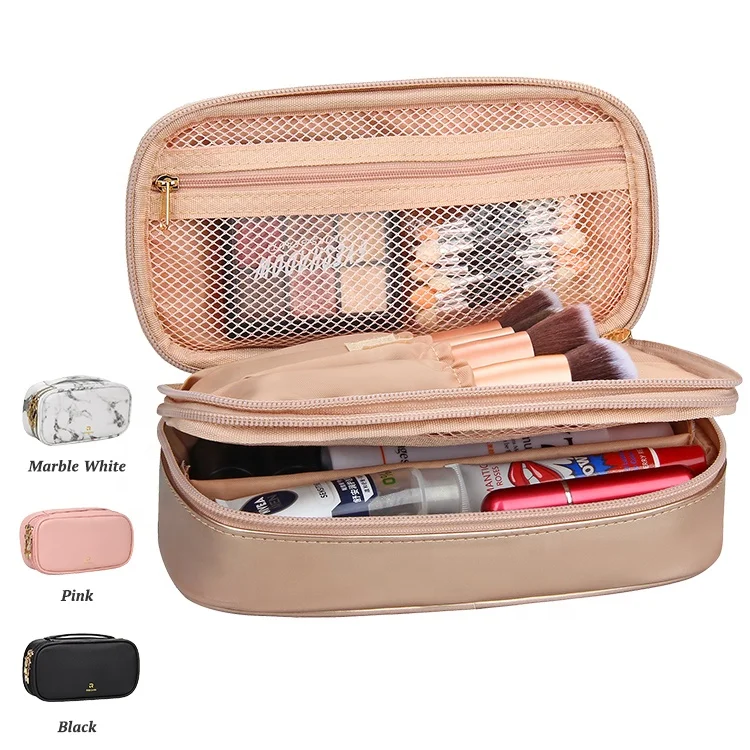 

Relavel Small Waterproof Portable Rose Gold Nail Artist Cosmetic Makeup Brush Case Bag Pouch For Travel