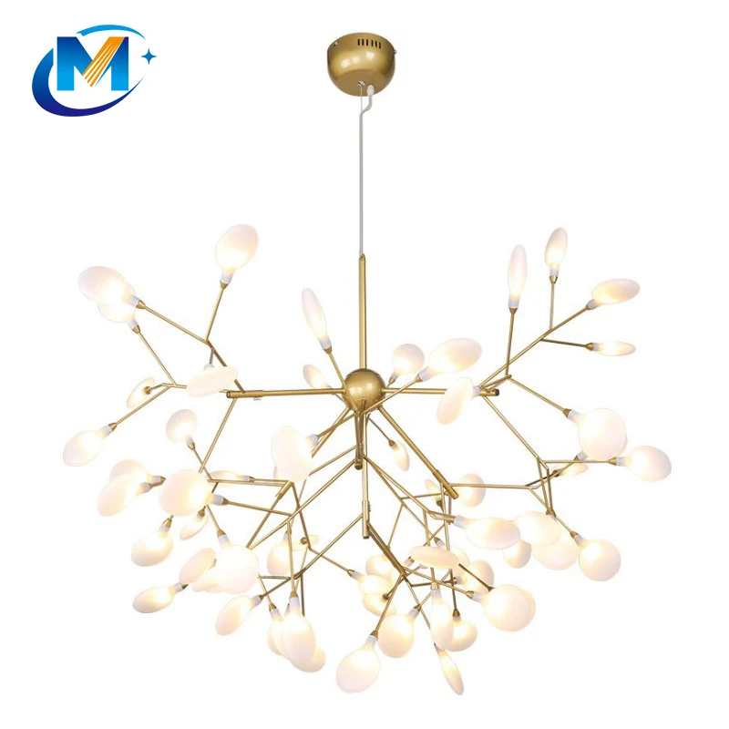 Post Modern simple Nordic art personality firefly branch hanging led lighting modern chandelier for bedroom or living room