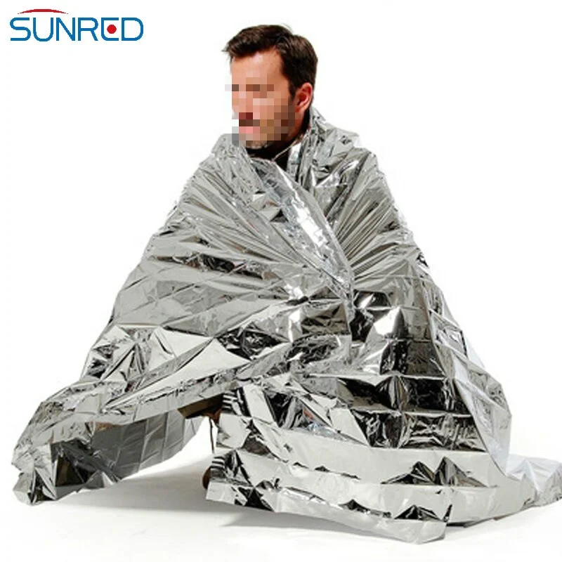 

High quality Waterproof Emergency Survival Rescue Blanket Foil Thermal Space First Aid Sliver Curtain Military Emergency Blanket, Silver