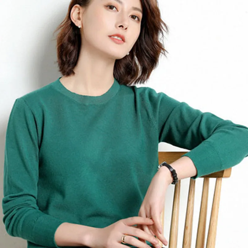 

Newest Autumn and Winter Wool Pure Sweaters Women Pullovers O-Neck Pull Femme Long Sleeve Comfortable Jumper Plus Size Sweater, 23 colors can choose