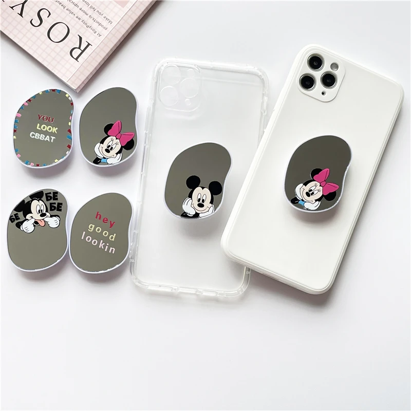 

New Popular Mirror Phone Socket Eject Phone Grip Wholesale Mobile Phone Holder Stand With Mirror, White