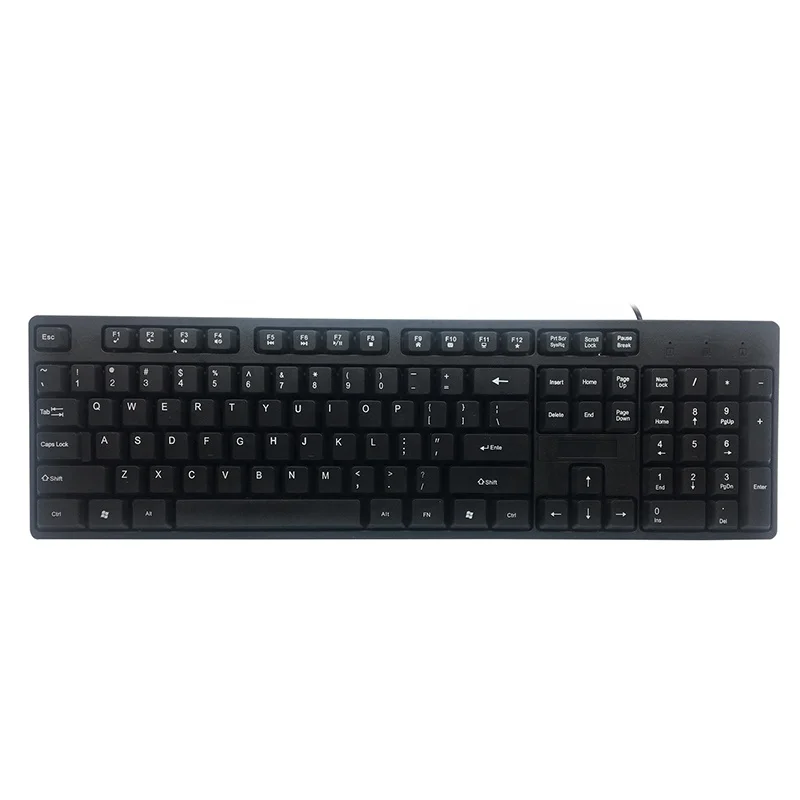 

Cheap basic waterproof standard USB wired keyboard for desktop office, Full black