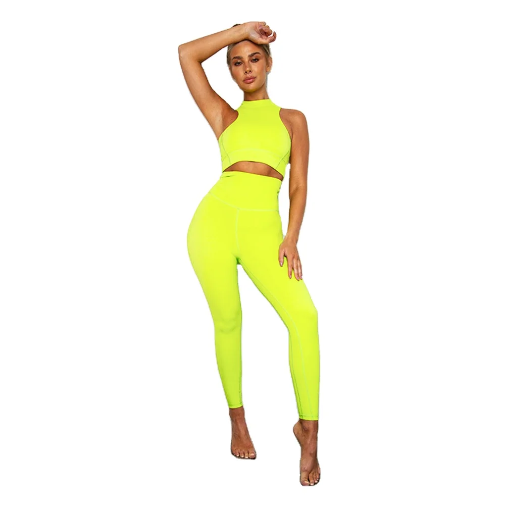 

Wholesale Fluorescent Two Pieces Sets Women Clothing Yoga Set Fitness Wear Women Workout Clothing, Customized colors