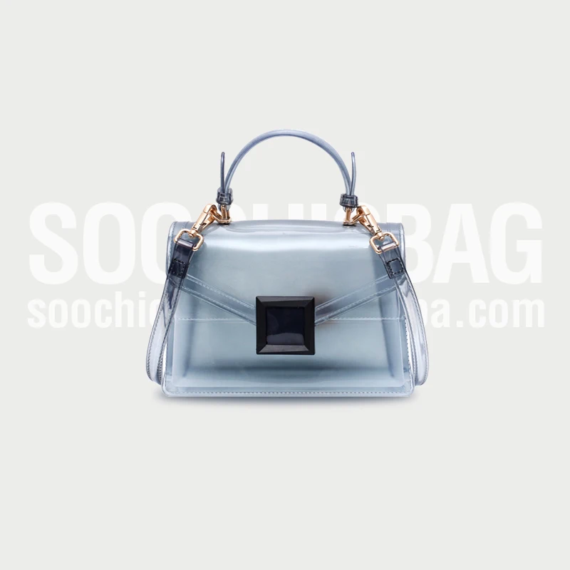 

Custom Wholesale PVC Plastic Transparent Waterproof Jelly Purses and Mini Shoulder Handbags for Ladies Women Bags Black