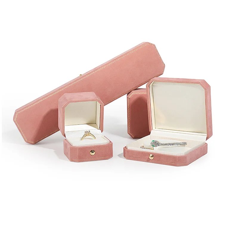 

Wholesale pink custom logo plastic jewelry jewellery box caja de terciopelo para anillo, Blue, pink