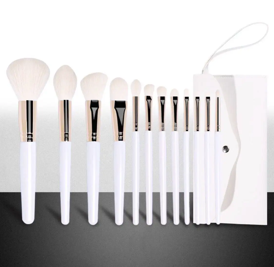 

12pcs white makeup brush set with high quality synthetic hair vegan makeup brush set synthetic hair brushes makeup sets