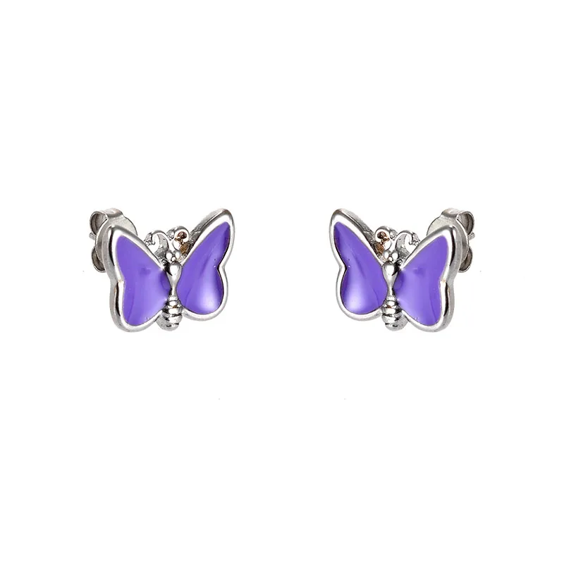 

Wholesale Women Purple Print Stainless Steel Butterfly Earrings for Kid Jewelry
