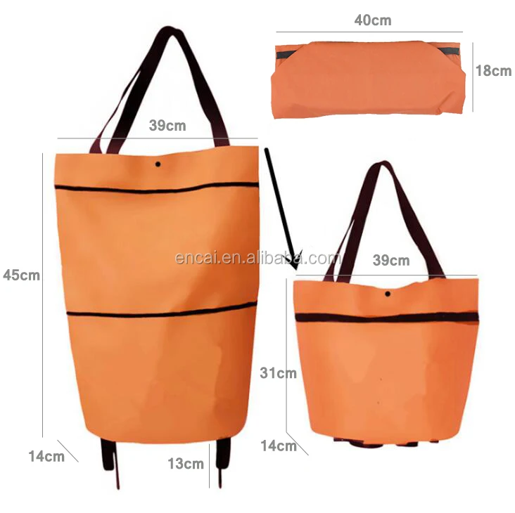 
Encai Folding shopping bag with wheels Wheeled Market Trolley Bag 