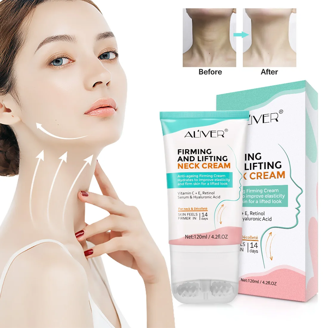 

ALIVER Private Label Natural Organic Neck Whitening Cream Anti Aging Lifting Firming Skin Care Massage Neck Cream