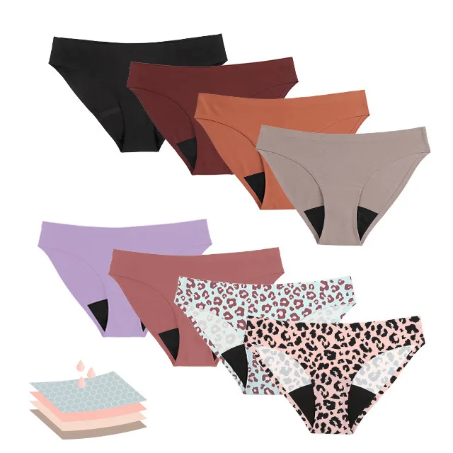 

2021 Period Menstrual Seamless Underpants Four-layer Reusable Menstrual Leakproof Safety Physiological Period Panties Women, 8 colors