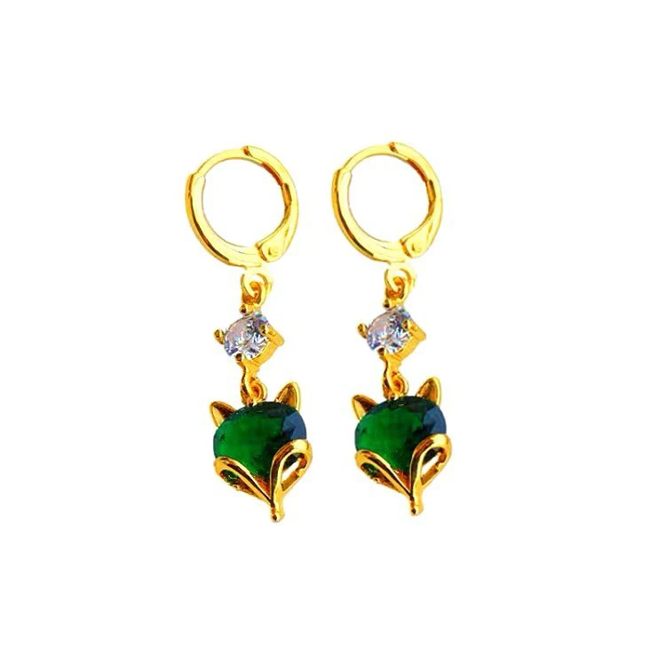 

Gold Plated Diamond Fox Earrings Exquisite Craftsmanship Gold Diamond Fox Earrings Ladies Jewelry