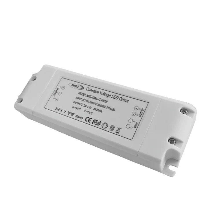 White Case AC 220V 230V to DC power supply dali dimmable led driver 30w dc 12V 24V LED transformer with 5 years warranty