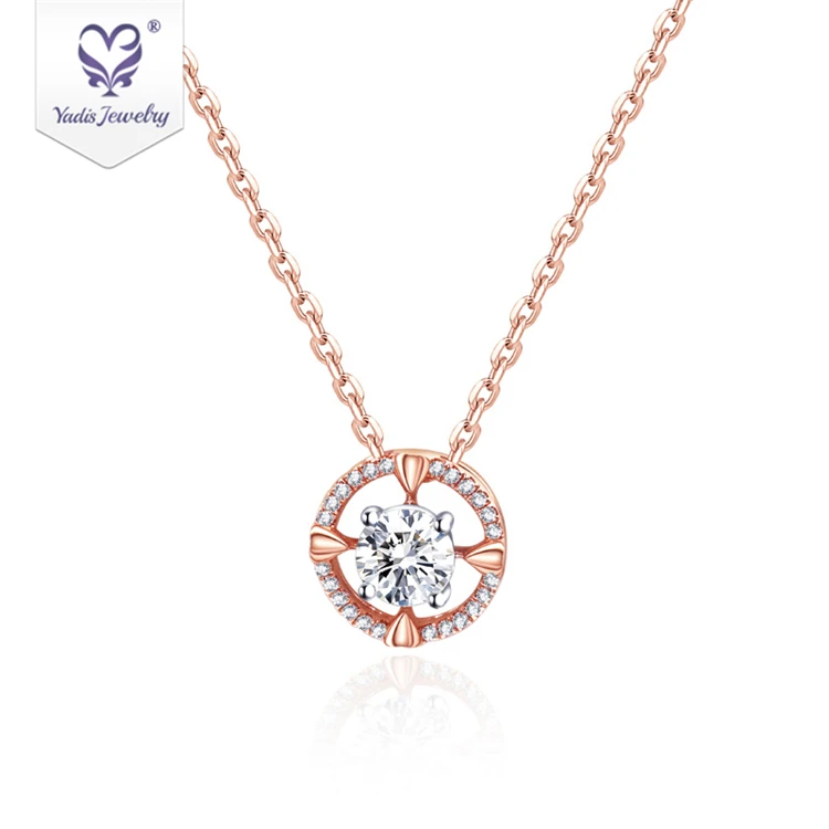 

Yadis vintage jewelry thin chain 14k rose gold filled moissanite small circle pendant necklace