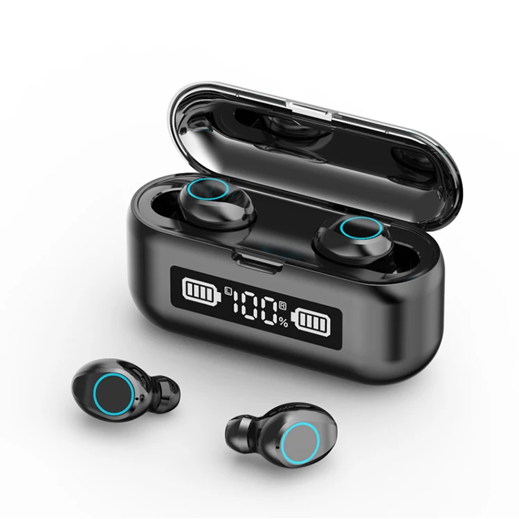 

F9 second generation Charging box LED display hands free 5.0 true wireless earbuds tws touch earphones