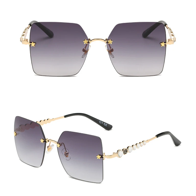

Rimless sunglasses street fashion sunglasses polygon ladies sunglasses