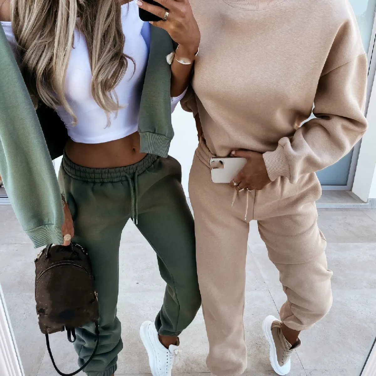 

7030 Women Elegant Solid Sets For Women Warm Hoodie Sweatshirts And Long Pant Fashion Two Piece Sets Ladies Sweatshirt Suits, As picturers show