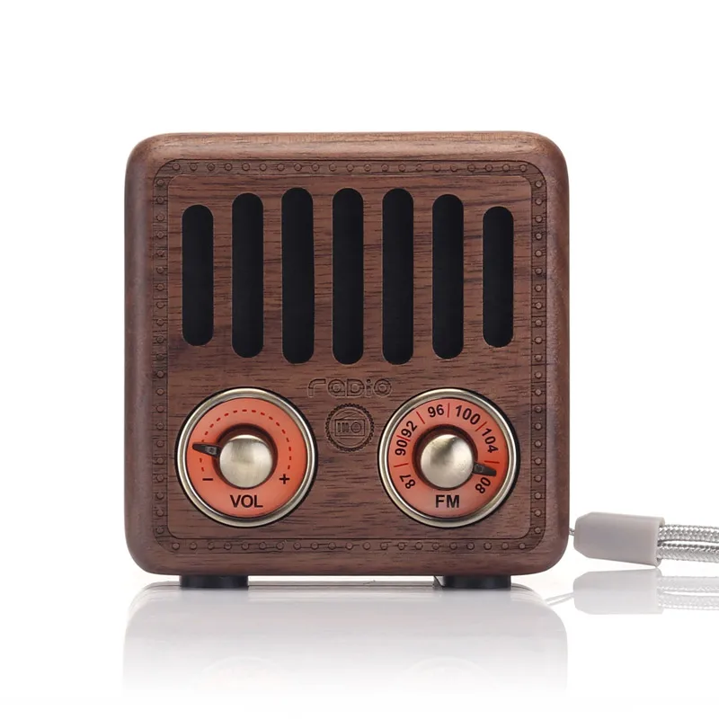 mini portable vintage am fm wooden retro radio with usb player