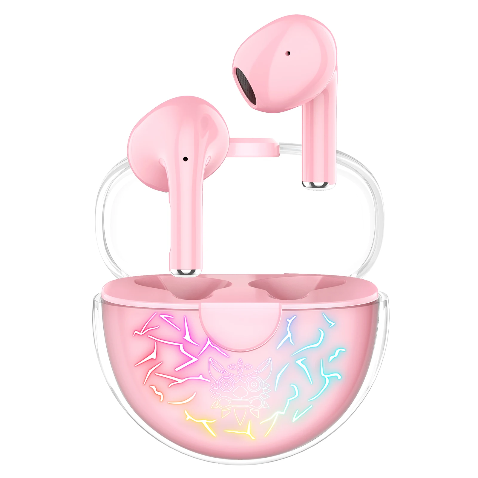 

T35 Wireless Headphones ONIKUMA RGB Luminous Touch Control Noise Cancelling Stereo Earbuds Pink Mini Girl wireless earphones, Black