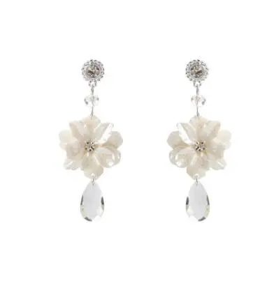 

The new 2019 Vintage flower small pure and fresh and fashion personality crystal long Women Drop earrings